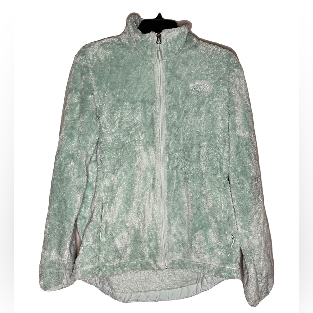 The North Face Jacket Fuzzy Fleece Full Zip Large Womens Mint/Teal Sherpa